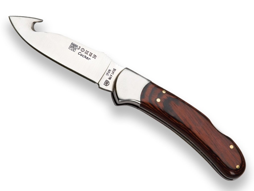 56575_joker-cocker-skinner-folding-knife-with-red-wood-handle-ss-bolster-and-blade-length-9-cm-778.jpg Lovecký zatvárací nôž Joker NR50 Cocker Blade 9 cm - Image 1