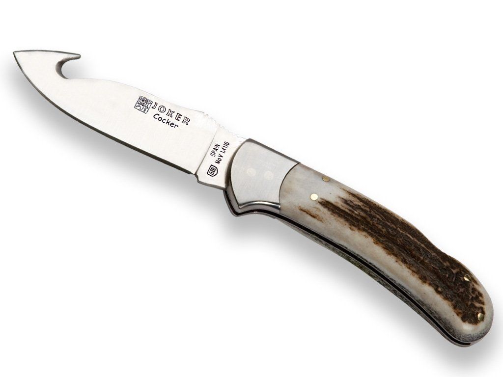 56599_joker-cocker-skinner-folding-knife-with-stag-horn-handle-stainless-steel-bolster-and-blade-length-9-cm-677.jpg Lovecký zatvárací nôž Joker NC50 Cocker Blade 9 cm - Image 1